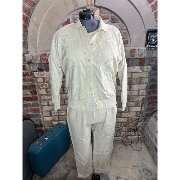 sweater pants set linen blend monochromatic tan - Picture 15 of 16